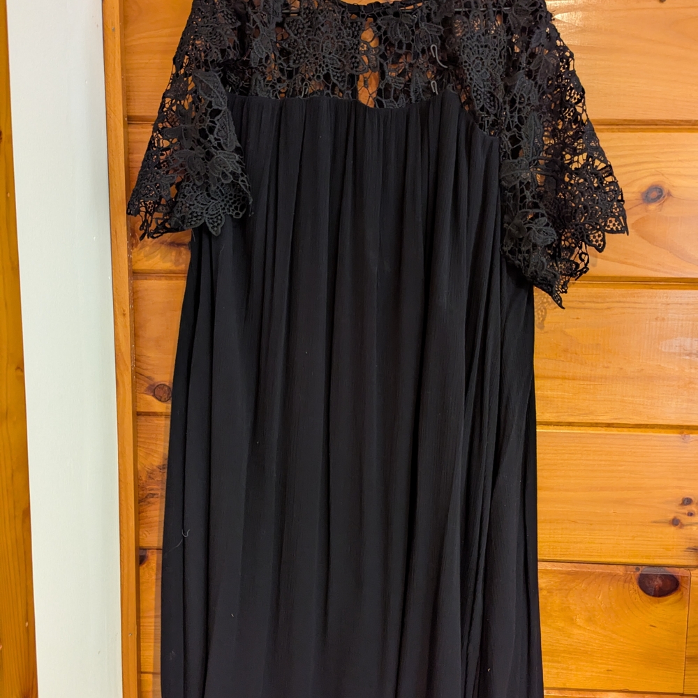 Lane Bryant Black Babydoll Dress with Flutter Sleeves